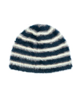 HAIRY STRIPE BEANIE_NAVY