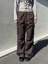 Steel zipper cargo cotton long wide work pants (4 colors)