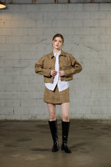 LEOPARD TRUCKER JACKET / BEIGE