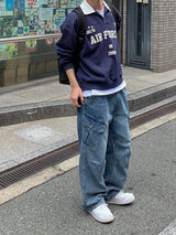 タチウォッシュドカーゴデニムパンツ