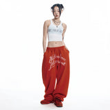 Lettering Balloon Sweatpants - RED