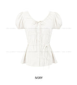 May Ribbon Pintuck Puff Blouse