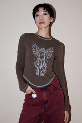 エンジェルブレッシングTシャツ_ブラウン