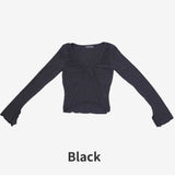 Sherin shirring v-neck team tee