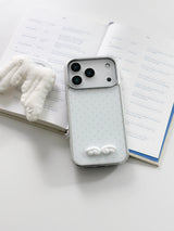 3D エンジェルウィングドットシルバーマグセーフiPhoneケース