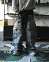 DN camo color combination denim pants (1C)