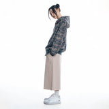 Cut-off wide bermuda sweatpants - BEIGE