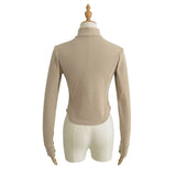 Velvet Collar Slim Round Zip-Up