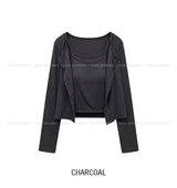 Eka Ribbed Crop Cardigan set