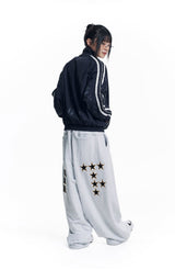 Star Lettering Patch Sweat Pants - White