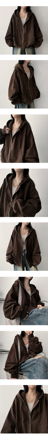 Something Pigment Two Way Hooded Zip-Up