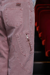 DYED ZIP CARGO PANTS / DARK PINK