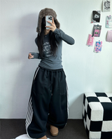 FLEECE❤TRACK BIG POCKET LONG WIDE BALLOON PANTS 🖤🩶💛4COLOR