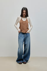 Halter-Tie Suede Apron_Brown