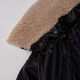WOMAN ファーカラーファイトジャンパー BLACK