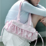 Satin shirring bag_pink
