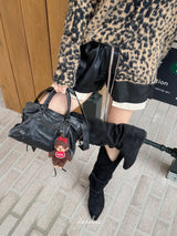 レザーオープンポケットバンディングショートパンツ