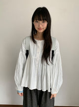 Kentit Stripe Shirring Button Blouse