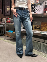 Blue washing boots cut pants