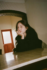 ソフトカラークロップドニット (ブラック)