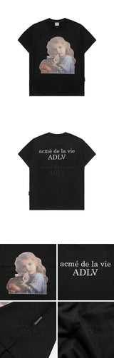 24FW ウェーブヘアカットハグガールベビーフェイス半袖Tシャツ (OVERSEAS EXCLUSIVE) ブラック