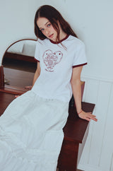 26SS★ Amore Puppy Crop Ringer Short Sleeve Tee