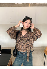 chiffon leopard scarf blouse