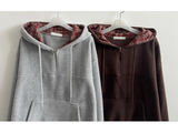 Bay Check Anorak Fleece Semi-Zip Up Hoodie