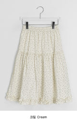 Bihina Flower Shirring Long Skirt