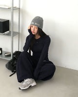 マロンレイヤードスタイルキャミソールセットロングスリーブTシャツ