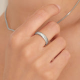 Smooth Twist Wide Band 925 Silver + Rhodium Plating Adjustable Size Ring R038-02H
