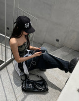 Likee semi-balloon washed denim pants