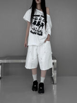 rivet flow bermuda pants (3color)