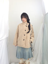 highneck puffy fur jacket