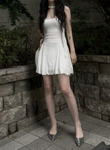 flared scarf mini dress (2color)