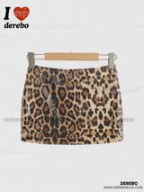 sequined leopard mini skirt