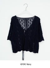 Kowse Openwork Punching Three Quarter Summer Bolero Cardigan