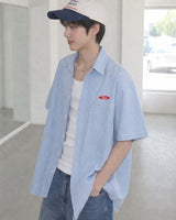 (UNISEX) Piece Stripe Over Shirt