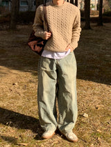 Enero Soft Wool Cable Crop Knit