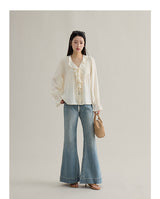French Ruffle Cuff Romantic Blouse
