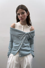 OFF SHOULDER BUTTON CARDIGAN