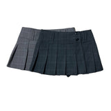 Wrap Check Pleated Mini Skirt