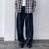 Seamed Washed Wide-Leg Trousers