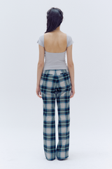WIDE CHECKERED PANTS