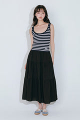 DOT LAYERED LONG SKIRT (BLACK)