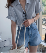 Rear Stripe Short Sleeve Shirt / 2 colors