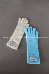 Patch Finger Slit Long Gloves