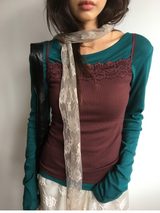 [SET]Sepia Lace T-shirt + Scarf (2color)