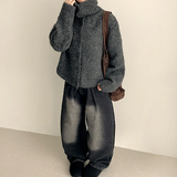 Hani cozy high neck button cardigan
