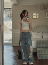muse wide damage denim pants
